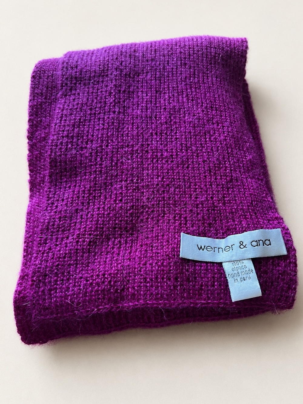 Werner & Ana 100% Alpaca Scarf Fuchsia Handmade Peru Knit 70x6